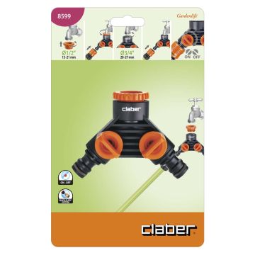 CLABER - PRESA RUBINETTO DA GIARDINO A 2 VIE CON RUBINETTI INDIPENDENTI CLABER