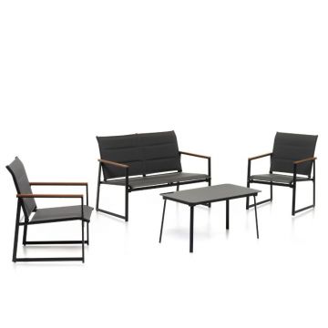 SALMAR - SET DA GIARDINO 4 POSTI ANTRACITE CON DIVANETTO 2 POLTRONE E TAVOLINO PORTLAND