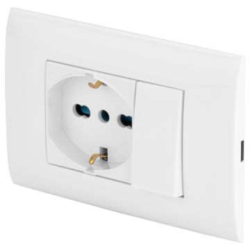 POLY POOL - PLACCA PREMONTATA CON PRESA TRIVALENTE E DEVIATORE DI POLY POOL