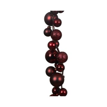 KAEMINGK - GHIRLANDA NATALIZIA CON PALLINE VINACCIA OPACHE E LUCIDE 180CM INFRANGIBILE KAEK