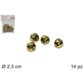 DUE ESSE CHRISTMAS - CAMPANELLINI ORO IN METALLO DIAMETRO 2,3CM 14PZ