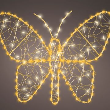 KAEMINGK - FARFALLA ORO MICRO LED BIANCO CALDO IN METALLO PER EST 1X28X23H CM
