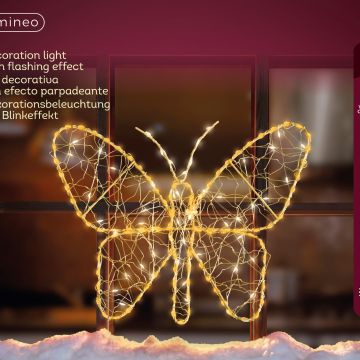 KAEMINGK - FARFALLA ORO MICRO LED BIANCO CALDO IN METALLO PER EST 1X28X23H CM