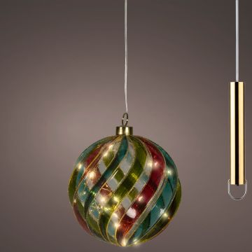 SFERA LED IN VETRO ROSSO E VERDE LUCE BIANCO CALDO PER USO INTERNO DIAM 14CM SFERA LED IN VETRO ROSSO E VERDE LUCE BIANCO CALDO PER USO INTERNO DIAM 14CM