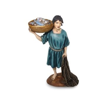 PESCATORE CON RETE PER PRESEPE DA 12 CM
