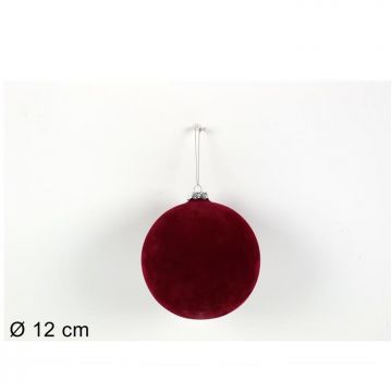 DUE ESSE CHRISTMAS - PALLA VETRO FLOCCATO 12CM ROSSO