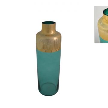 DUE ESSE CHRISTMAS - VASO VETRO 40CM VERDE/ORO