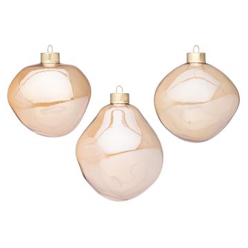 BIZZOTTO - CONFEZIONI 3 PALLINE NATALE AMBRA LUCIDO IN VETRO ORGANIC BIZZOTTO D8