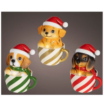 KAEMINGK - CAGNOLINO NATALIZIO LUMINOSO LED CON TAZZA ORO A BATTERIA CON TIMER