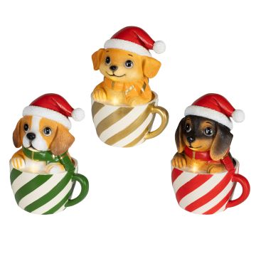 KAEMINGK - CAGNOLINO NATALIZIO LUMINOSO LED CON TAZZA ORO A BATTERIA CON TIMER