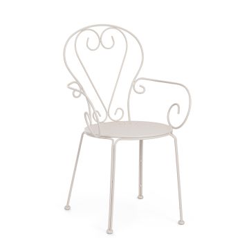 SEDIA GIARDINO ESTERNO ACCIAIO IMPILABILE BEIGE GRIZ DESIGN VINTAGE 49X49X89 CM