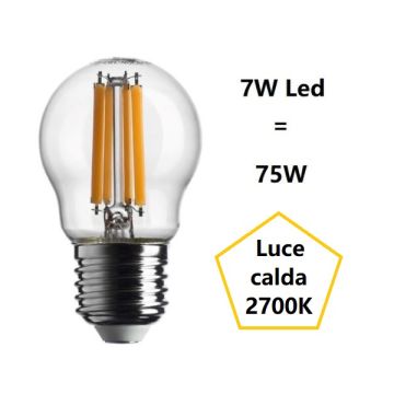 LAMPADINA SFERETTA LED 7W LUCE CALDA 2700K 1055 LUMEN E27 BOT LIGHTING