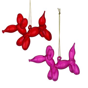 INGES'S CHRISTMAS - DECORAZIONE NATALIZIA A FORMA DI CANE PALLONCINO IN VETRO 2 COLORI 6CM PREZZO CD