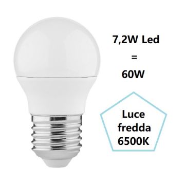 LAMPADINA SFERETTA A LED 7,2W LUCE FREDDA 6500K 806 LUMEN E27 BOT LIGHTING LAMPADINA SFERETTA A LED 7,2W LUCE FREDDA 6500K 806 LUMEN E27 BOT LIGHTING