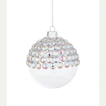 BIZZOTTO - PALLA NATALIZIA IN VETRO IRIDESCENTE D80 CON BRILLANTI JEWLL BIZZOTTO