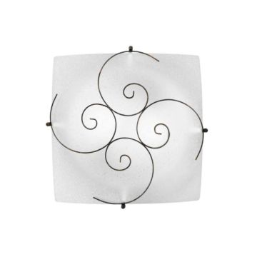 FAN EUROPE - PLAFONIERA DA SOFFITTO IN VETRO CON DECORO IN METALLO 30X30CM 1XE27 RICCIOLO FAN
