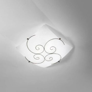 FAN EUROPE - PLAFONIERA DA SOFFITTO IN VETRO CON DECORO IN METALLO 30X30CM 1XE27 RICCIOLO FAN