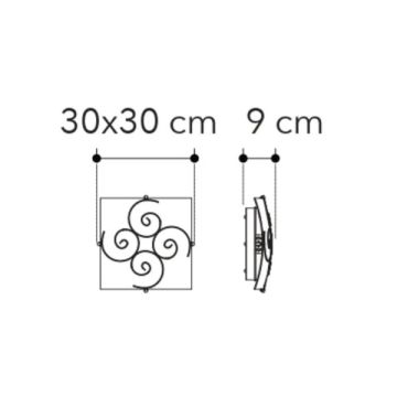 FAN EUROPE - PLAFONIERA DA SOFFITTO IN VETRO CON DECORO IN METALLO 30X30CM 1XE27 RICCIOLO FAN