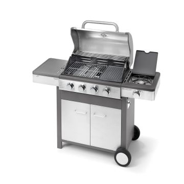 OMPAGRILL - BARBECUE GAS 4 BRUCIATORI FORNELLO LATERALE ACCIAIO INOX INDIANAPOLIS 5/B
