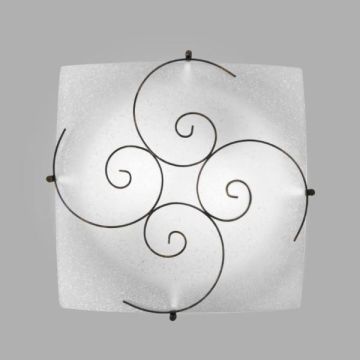 FAN EUROPE - PLAFONIERA DA SOFFITTO IN VETRO CON DECORO IN METALLO 40X40CM 2XE27 RICCIOLO FAN