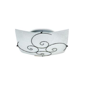 FAN EUROPE - PLAFONIERA DA SOFFITTO IN VETRO CON DECORO IN METALLO 40X40CM 2XE27 RICCIOLO FAN