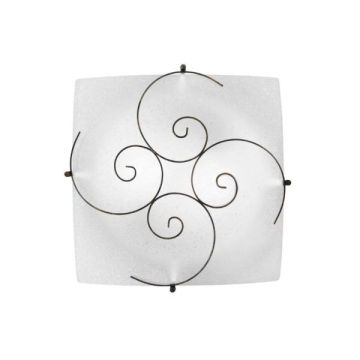 FAN EUROPE - PLAFONIERA DA SOFFITTO IN VETRO CON DECORO IN METALLO 40X40CM 2XE27 RICCIOLO FAN