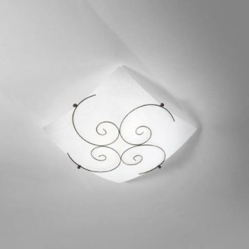 FAN EUROPE - PLAFONIERA DA SOFFITTO IN VETRO CON DECORO IN METALLO 40X40CM 2XE27 RICCIOLO FAN