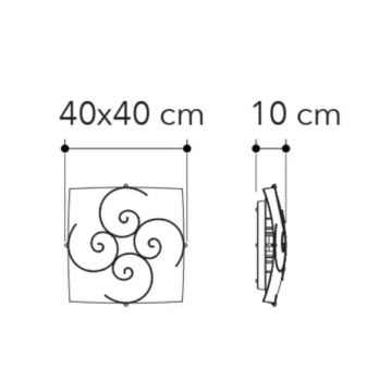 FAN EUROPE - PLAFONIERA DA SOFFITTO IN VETRO CON DECORO IN METALLO 40X40CM 2XE27 RICCIOLO FAN
