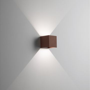 AFFRALUX - APPLIQUE PARETE CUBO DA ESTERNO CORTEN A LED 16W 3000K HOTSHOT AFFRALUX