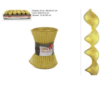 DUE ESSE CHRISTMAS - DECORAZIONE TESSUTO SPIRALE 12.5X180 CM ORO PREZZO CAD UNO