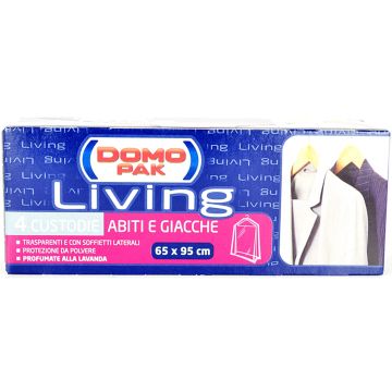 DOMO PAK - CUSTODIE ABITI E GIACCHE 4 PEZZI PROF. LAVANDA 65X95 CM DOMOPACK LIVING