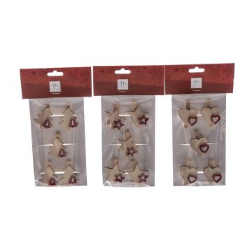 MERCURY - SET 5 MOLLETTE NATALIZIE IN LEGNO 5CM PREZZO CAD UNO