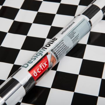D-C-FIX - PLASTICA ADESIVA A SCACCHI BIANCHI E NERI DC FIX MINI 45X200