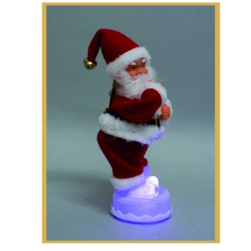 EURONATALE - BABBO ROSSO PVC CM.26 CHE BALLA IL REGHETTON,MUSICA,LUCE 3AA