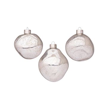 BIZZOTTO - CONFEZIONI 3 PALLINE NATALE ARGENTO IN VETRO ORGANIC BIZZOTTO D8