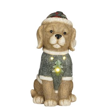 DECORAZIONE NATALIZIA CANE CON LED A BATTERIA VERDE 20,5X18X35,5 CM EDELMANN