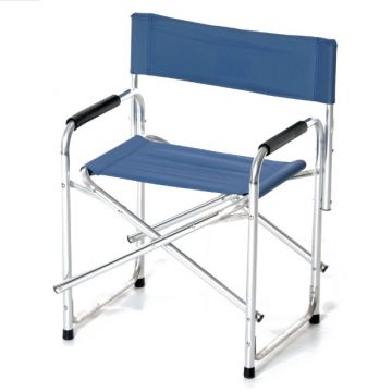 VERDELOOK - SEDIA REGISTA DA GIARDINO PIEGHEVOLE IN ALLUMINIO CON TELO BLU 47X57X78 CM