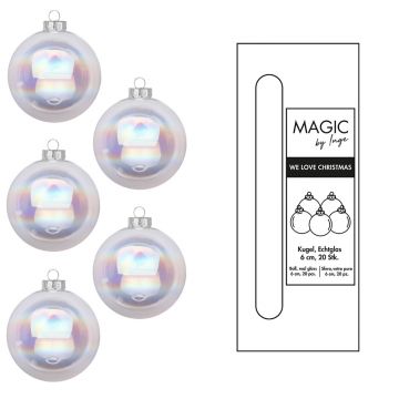 PALLE IN VETRO BIANCO IRIDESCENTE LUCIDE D 6 CM CONFEZIONE 20 PEZZI PALLE IN VETRO BIANCO IRIDESCENTE LUCIDE D 6 CM CONFEZIONE 20 PEZZI