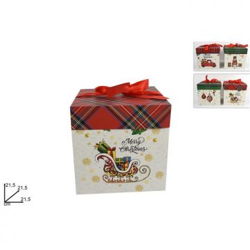 DUE ESSE CHRISTMAS - SCATOLA REGALO NATALE C/DECORO FANTASIA PREZZO CADUNO