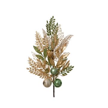KAEMINGK - RAMO DECORATIVO NATALIZIO CON PALLINE ORO E VERDI 75 CM PER COMPOSIZIONI