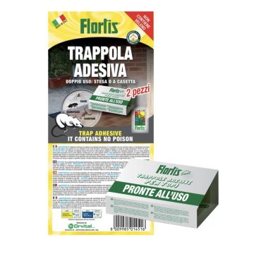 ORVITAL - TRAPPOLA ADESIVA TOPI CATTURA INSETTI STRISCIANTI FLOW PACK FLORTIS
