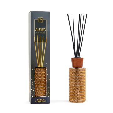 MERCURY - DIFFUSORE STRASS ORO, FRAGRANZA ARANCIA E CANNELLA IN VETRO 200 ML