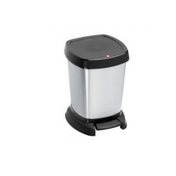 ROTHO - PATTUMIERA CON PEDALE PER BAGNO 6 LT. PASO ARGENTO METALLIZZATO