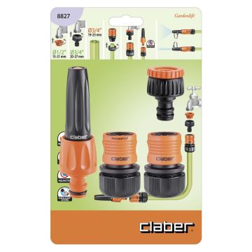 CLABER - KIT IRRIGAZIONE DA GIARDINO CON LANCIA E RACCORDI PER TUBO 3/4 POLLICE CLABER ST