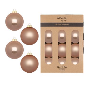 INGES'S CHRISTMAS - PALLE IN VETRO ORO SCURO CONFEZIONE 12 DIAMETRO 8 CM INGE'S