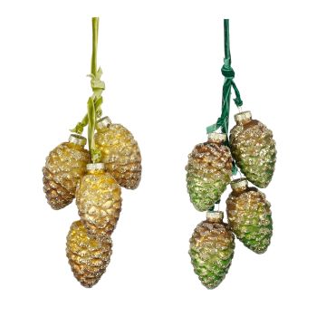 ADDOBBO A PIGNE GLITERATE OCRA O VERDE D6,5X18CM PREZZO CADUNO ADDOBBO A PIGNE GLITERATE OCRA O VERDE D6,5X18CM PREZZO CADUNO