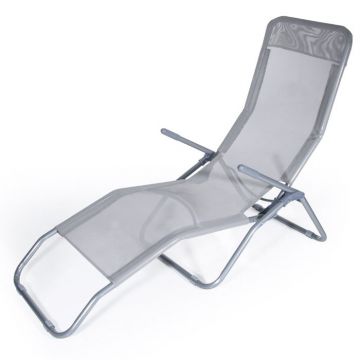 VERDELOOK - LETTINO PRENDISOLE BASCULANTE DA GIARDINO 2 POSIZIONI GRIGIO RICCIONE