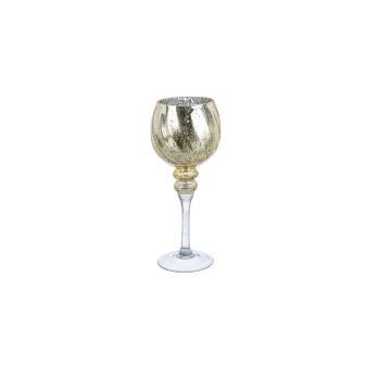 PORTACANDELA VETRO CALICE ORO S CREAK D13X30H PORTACANDELA VETRO CALICE ORO S CREAK D13X30H
