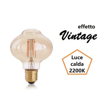 LAMPADINA BOLLA A LED 4W LUCE CALDA 1800K 340 LM E27 VETRO AMBRATO IDEALLUX LAMPADINA BOLLA A LED 4W LUCE CALDA 1800K 340 LM E27 VETRO AMBRATO IDEALLUX