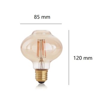 IDEAL LUX - LAMPADINA BOLLA A LED 4W LUCE CALDA 1800K 340 LM E27 VETRO AMBRATO IDEALLUX